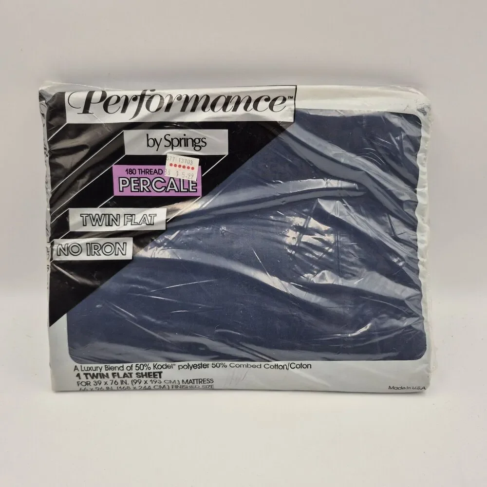 VTG Performance by Springs Twin Flat Sheet Navy Jewel Tone New Old Stock
